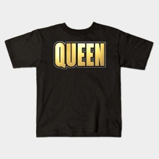 Shiny black and Gold QUEEN word ver2 Kids T-Shirt